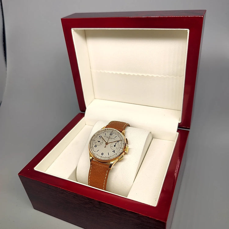 Baume & Mercier, Chronographe, Manuel, Or jaune massif, 1950, Montres bracelet