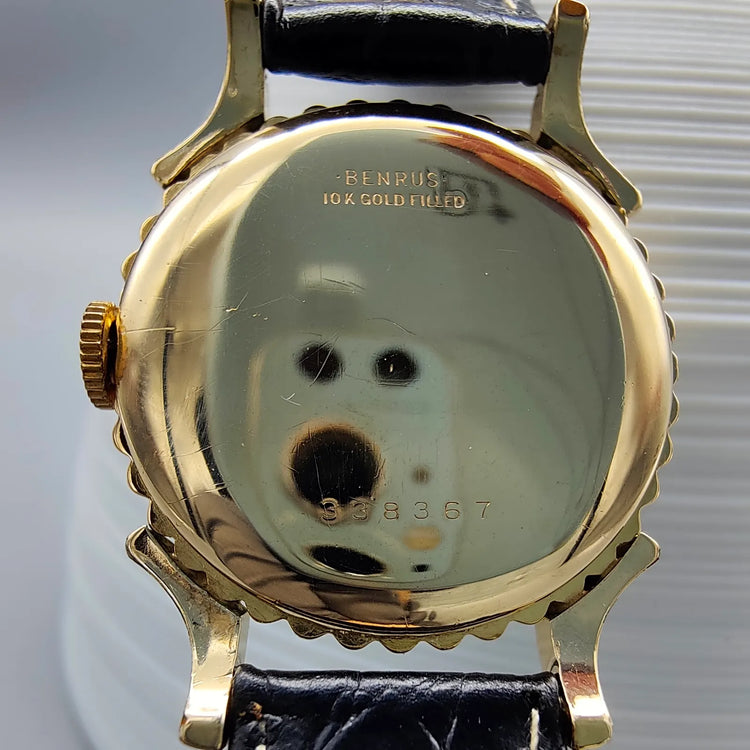 Benrus, BB14, Manuel, Or plaqué, 1960, Montres bracelet