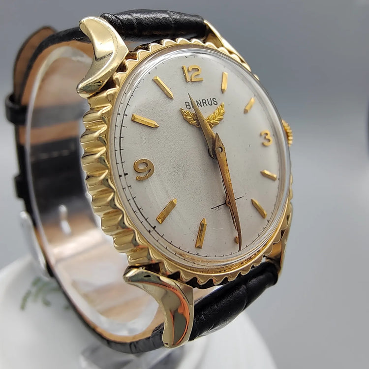 Benrus, BB14, Manuel, Or plaqué, 1960, Montres bracelet
