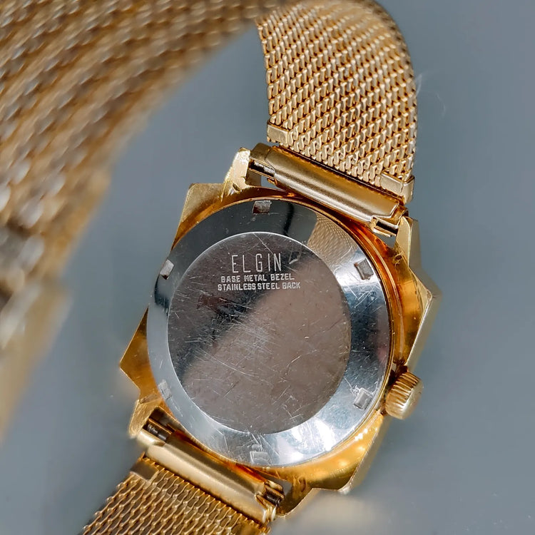 Elgin, Square, Automatique, Or plaqué, 1970, Montres bracelet