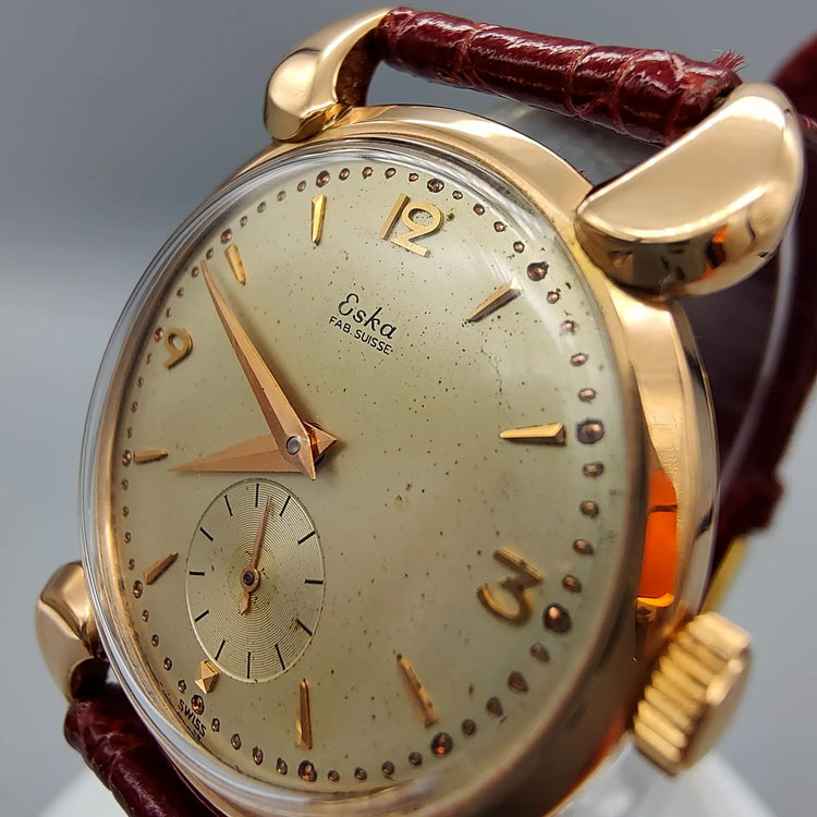 Eska, Superfine, Manuel, Or 18k, 1950, Montres bracelet