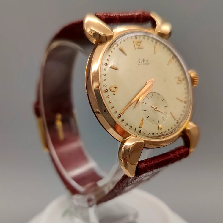 Eska, Superfine, Manuel, Or 18k, 1950, Montres bracelet