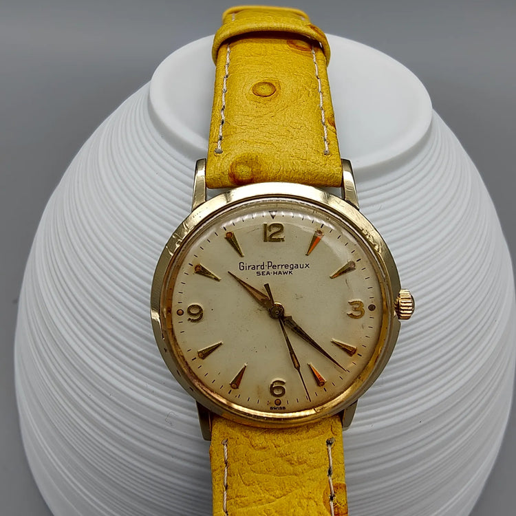Girard-Perregaux, Sea Hawk, Manuel, Or plaqué, 1960, Montres bracelet
