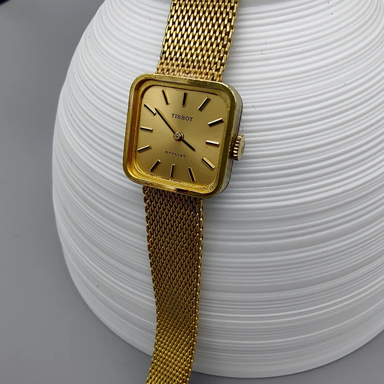 Tissot, Stylist, Manuel, Or plaqué, 1960, Montres bracelet