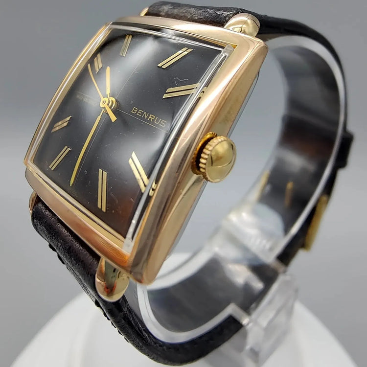 Benrus, Shock Absorber, Manuel, Or plaqué, 1960, Montres bracelet