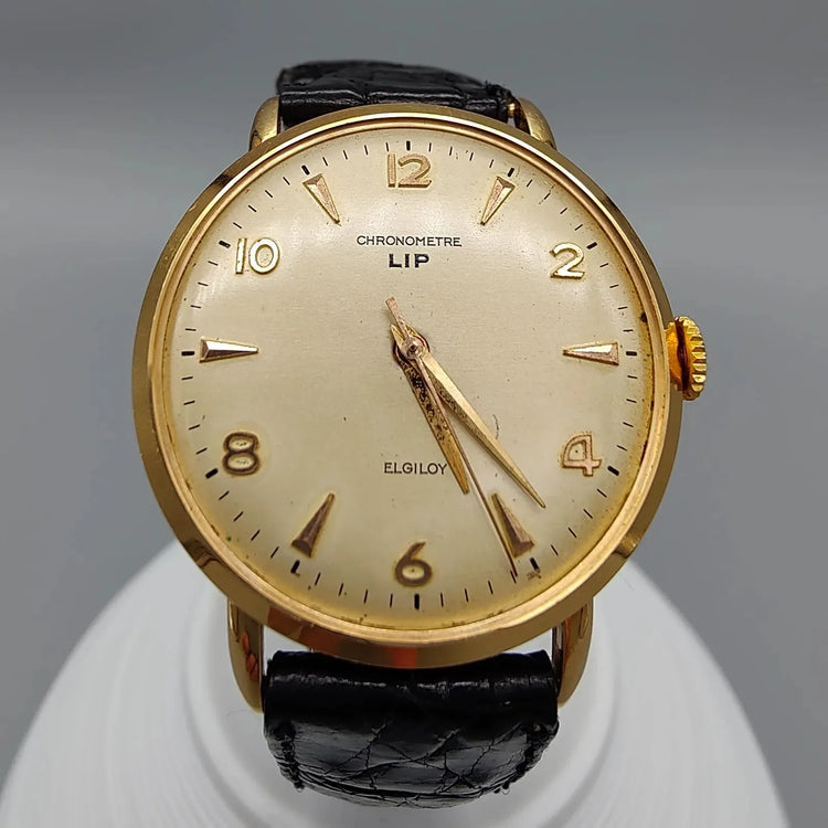 LIP, Elgiloy, Manuel, Or jaune massif, 1950, Montres bracelet
