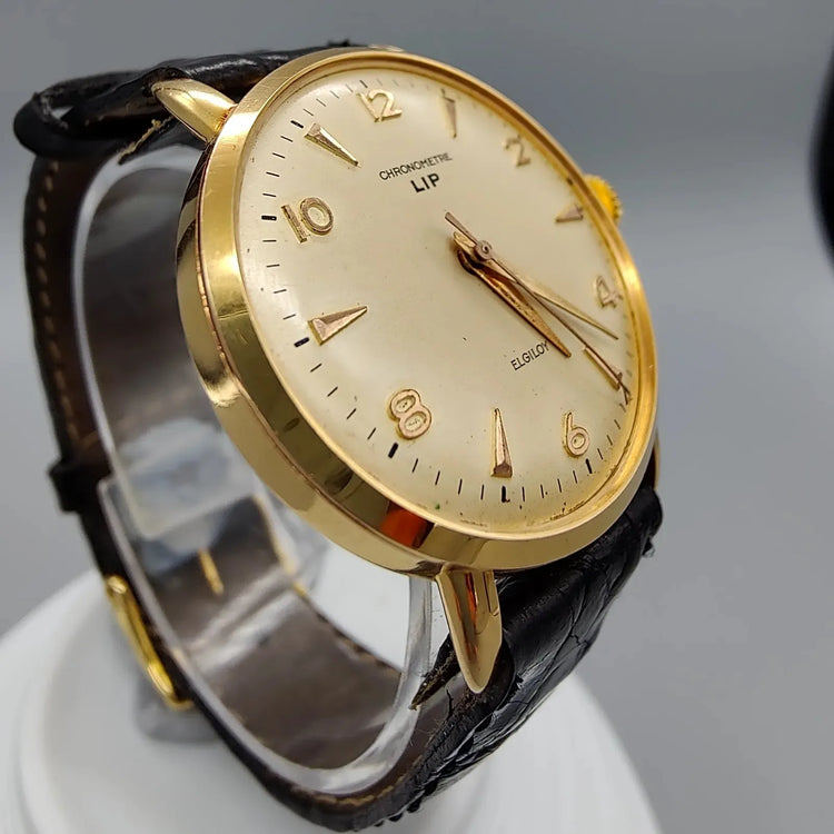 LIP, Elgiloy, Manuel, Or jaune massif, 1950, Montres bracelet