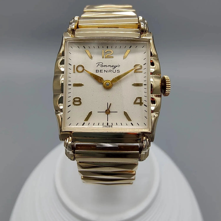 Benrus, Penney's, Manuel, Or plaqué, 1950, Montres bracelet