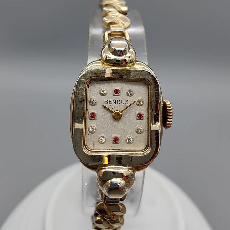 Benrus, Rubis, Manuel, Or plaqué, 1950, Montres bracelet