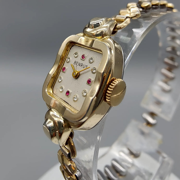 Benrus, Rubis, Manuel, Or plaqué, 1950, Montres bracelet