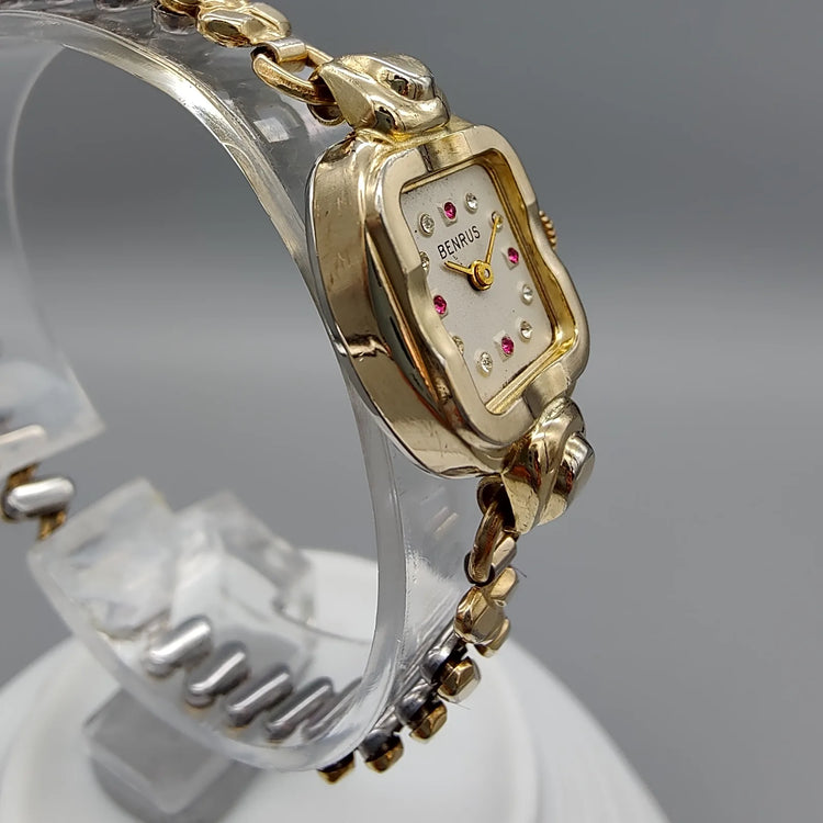 Benrus, Rubis, Manuel, Or plaqué, 1950, Montres bracelet