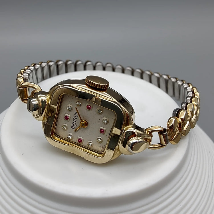 Benrus, Rubis, Manuel, Or plaqué, 1950, Montres bracelet