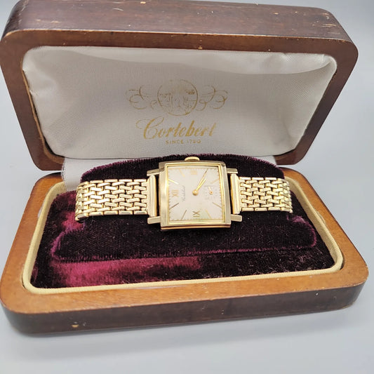 Cortebert, 50x , Manuel, Or plaqué, 1940, Montres bracelet