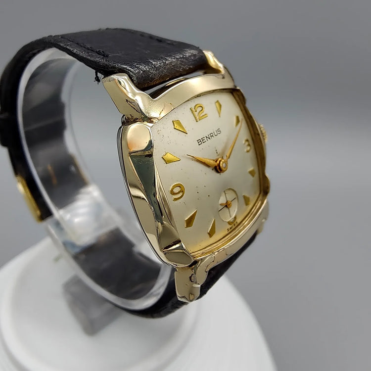 Benrus, DN21, Manuel, Or plaqué, 1950, Montres bracelet