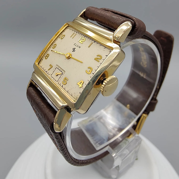 Elgin, Lord Elgin, Manuel, Or plaqué, 1950, Montres bracelet