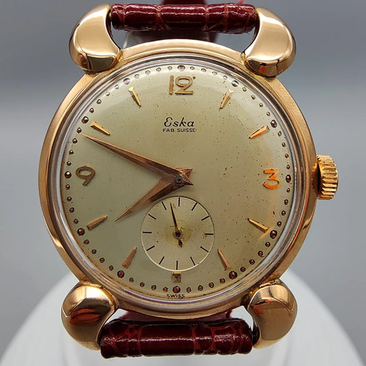 Eska, Superfine, Manuel, Or 18k, 1950, Montres bracelet