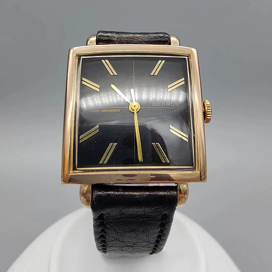 Benrus, Shock Absorber, Manuel, Or plaqué, 1960, Montres bracelet