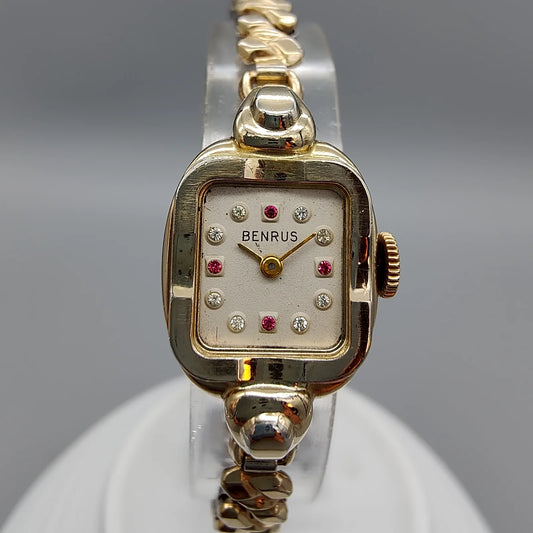 Benrus, Rubis, Manuel, Or plaqué, 1950, Montres bracelet