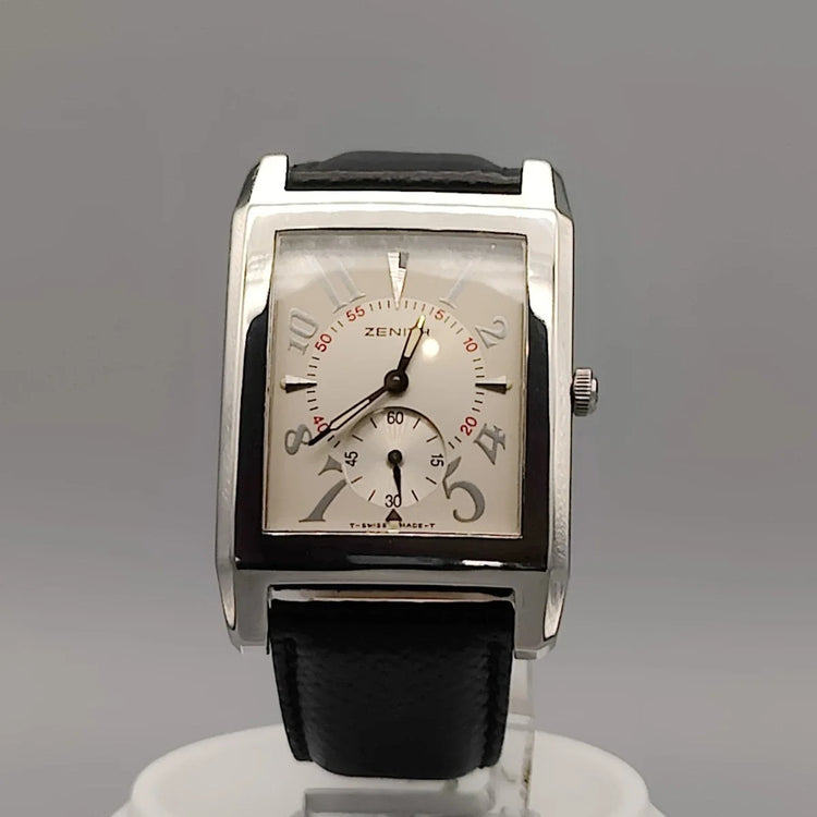 Boîtier de la montre Zenith Port Royal Quartz, année 2000, cadran argenté. Design vintage inspiré Royal Oak.